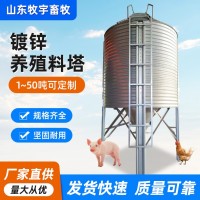 鍍鋅料塔豬場自動化喂料養(yǎng)殖設(shè)備飼料塔1-50噸牛羊豬舍儲存料塔