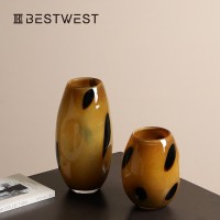 Best west 中古高級感波點(diǎn)玻璃插花花瓶家居軟裝飾品水培花器批發(fā)