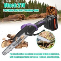21V8英寸無(wú)刷迷你電動(dòng)鏈鋸帶電池木工修剪鋸單手花園工具充電EU