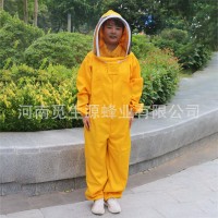 養(yǎng)蜂服加厚防蜂衣 黃色太空連體防蜂服 太空服 蜂帽 養(yǎng)蜂防護(hù)用品
