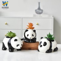 外貿(mào)陶瓷多肉盆栽花盆創(chuàng)意動物熊貓家居擺件跨境歐美亞馬遜園藝