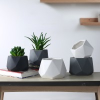 陶瓷花盆幾何個(gè)性創(chuàng)意托盤(pán)北歐花盆鐵藝花盆簡(jiǎn)約圓形套裝多肉盆栽